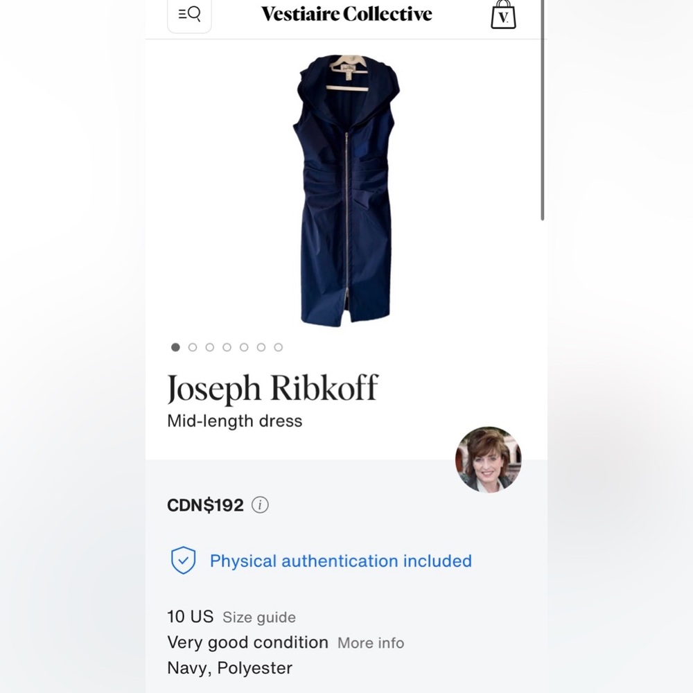 Joseph Ribkoff Navy Sleeveless Zip-Up Midi Dress Size 10 - Picture 9 of 16